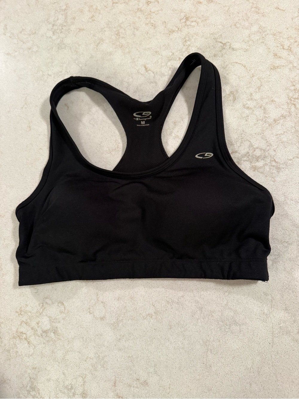 Champion Black Racerback Sports Bra - Logo Detail